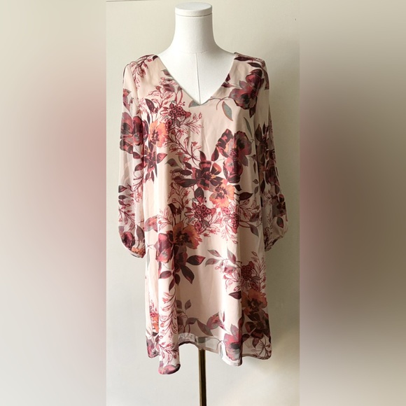 Lulus‎ Earth Tone “Shifting Dears” Floral Feminine Bohemian Shift Dress NWT - Picture 8 of 15